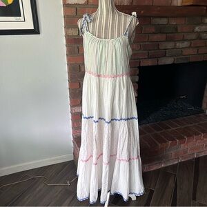 NWT Z&L Europe Tiered White Gauzy Maxi Dress Sz L